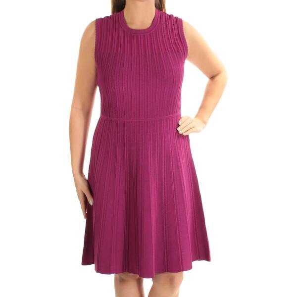 Shop Anne Klein Womens Purple Sleeveless Jewel Neck Above The Knee