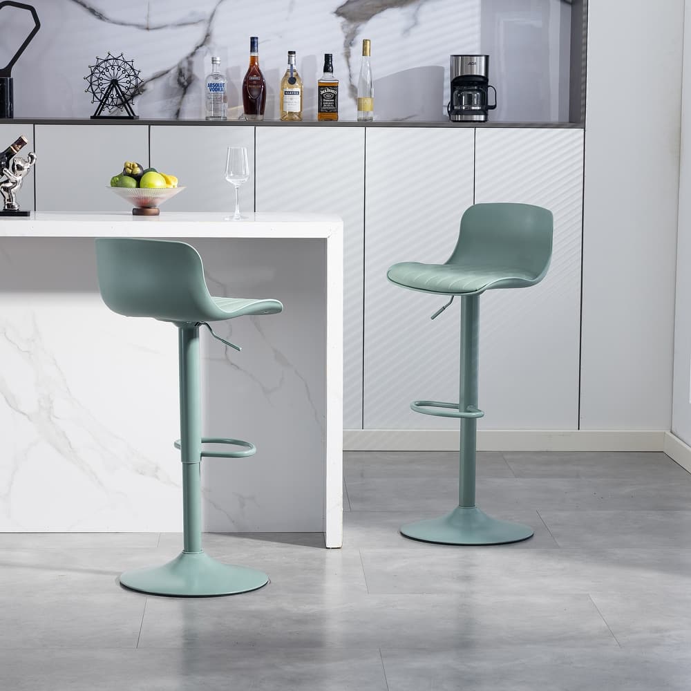 Bar Stools Set of 2 - Modern PU Leather Counter Height Barstools with Back, Height Adjustable Swivel Kitchen Island Chairs