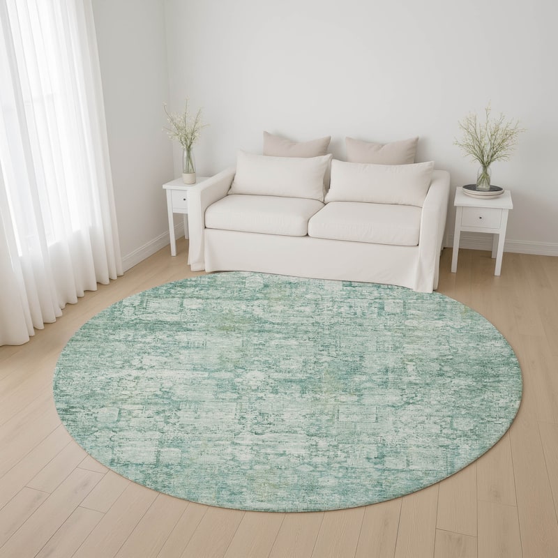 Premium Washable Super Soft Traditional Vintage Mayfield Rug - Teal - 8' x 8'