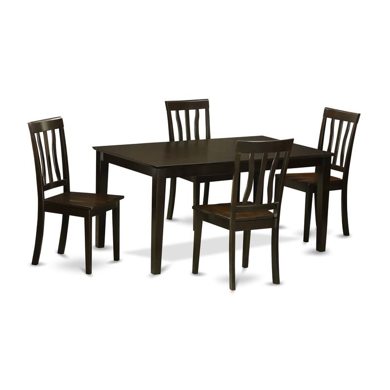 East West Furniture 5 Piece Dining Room Table Set Includes a Rectangle Kitchen Table and 4 Dining Chairs, 36x60 Inch, Cappuccino