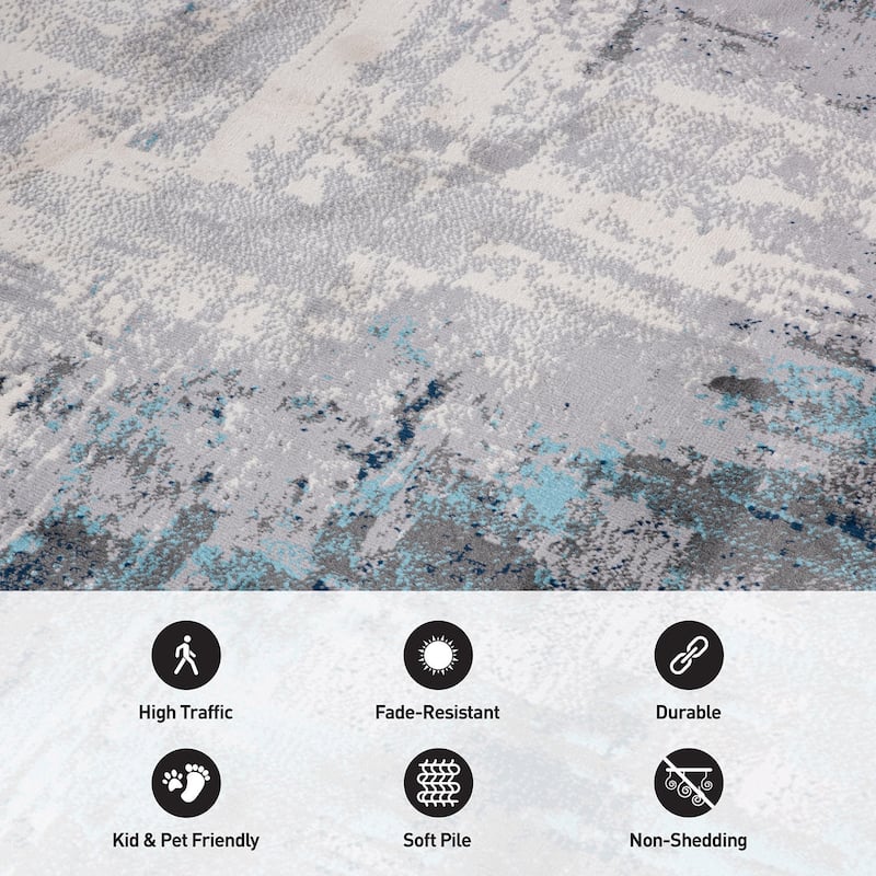 World Rug Gallery Bari Contemporary Abstract Art Area Rug