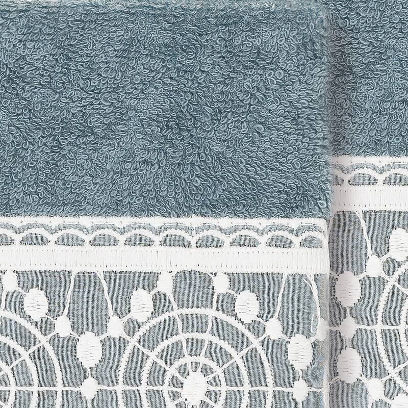 Authentic Hotel and Spa 100% Turkish Cotton Arian 2PC Cream Lace Embellished Washcloth Set