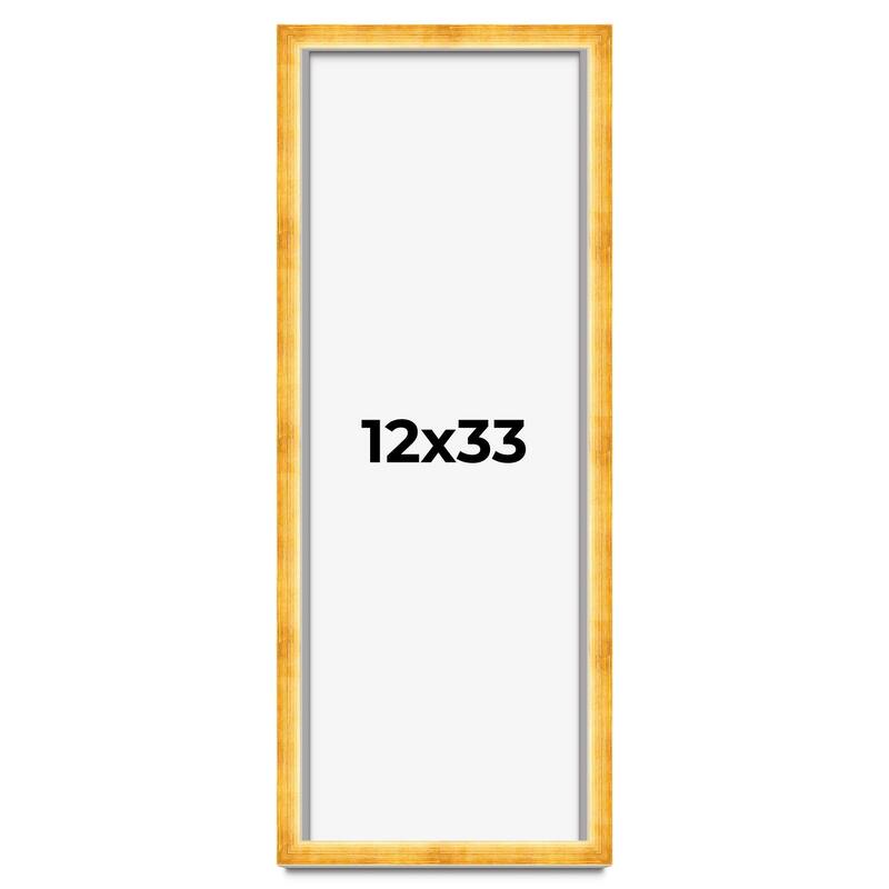12x33 Shadow Box Frame Gold | 1.625 Inches Deep Real Wood Traditional
