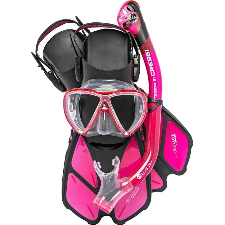 Cressi Snorkel Swimming Set for Adult, Large/XLarge, Translucent Pink