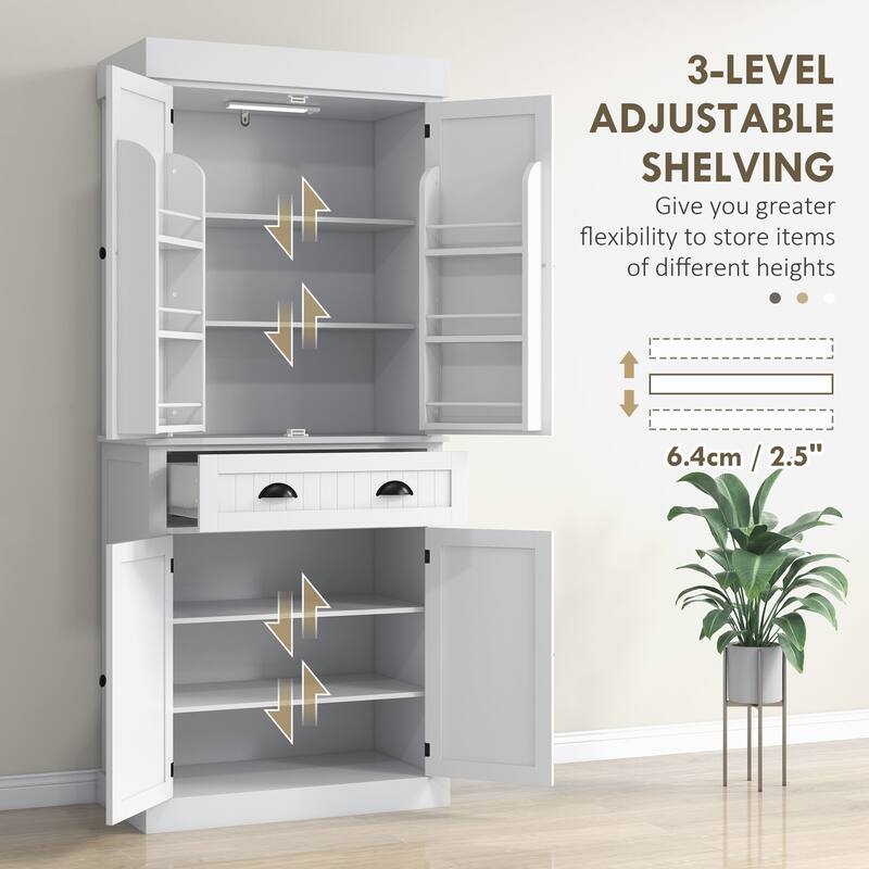 71" Kitchen Pantry Cabinet with Motion Sensor Light