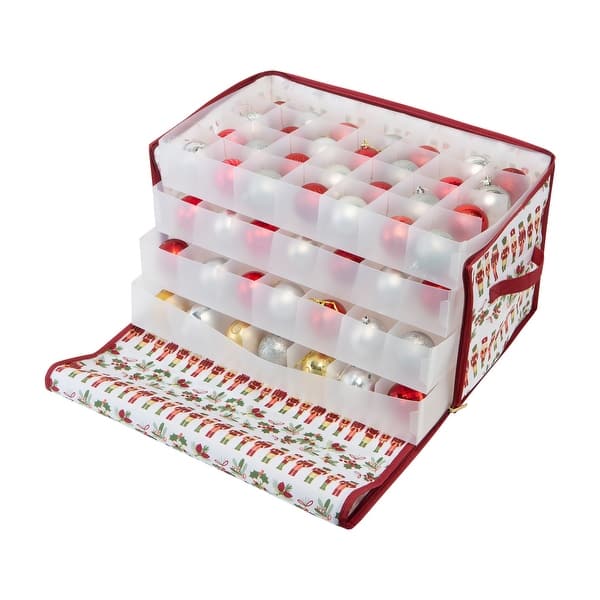  Christmas Ornament Storage Container with 2 Removable Trays and  30 XL Decoration Storage Compartments (22.5 x 13.5 x 10) : Home & Kitchen
