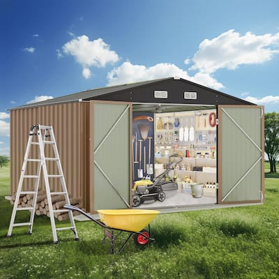Outdoor Storage Shed, Garbage Can, Steel Utility with Lockable Door Design for Tool,Garden,Bike