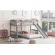 preview thumbnail 3 of 13, Twin Over Twin Bunk Bed with Slide and Ladder, Gray