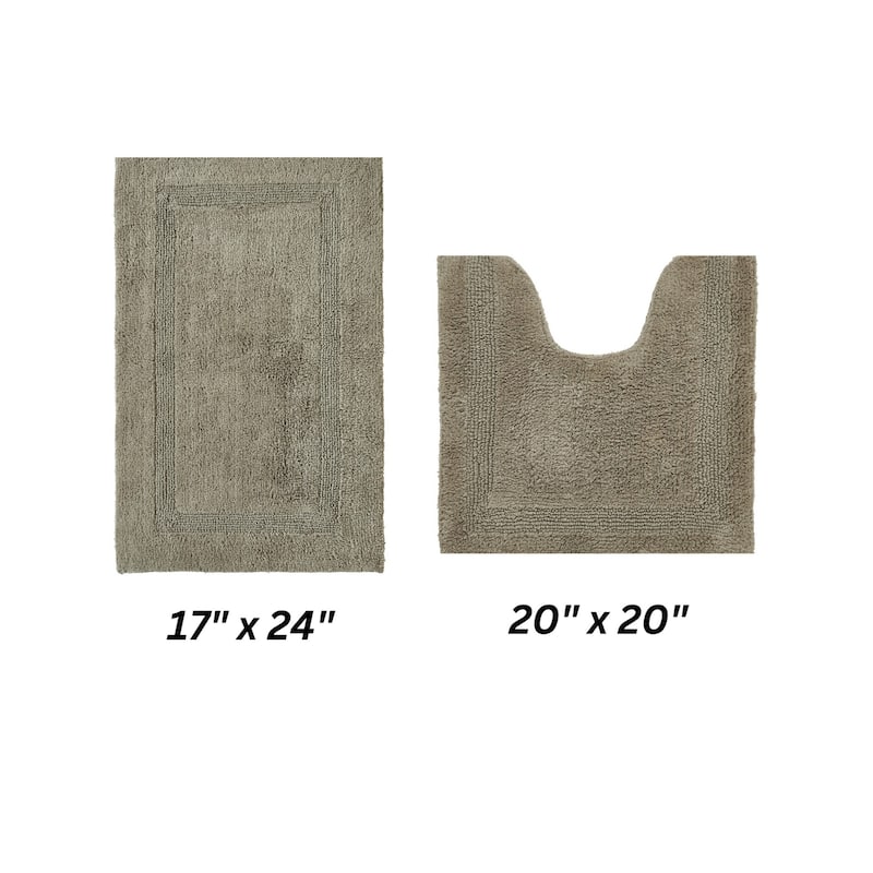 Better Trends Bath Rugs Set 100% Cotton Reversible Water Absorbent Bathroom Rug for Shower, Sink, Bath Mats - Lux Collection