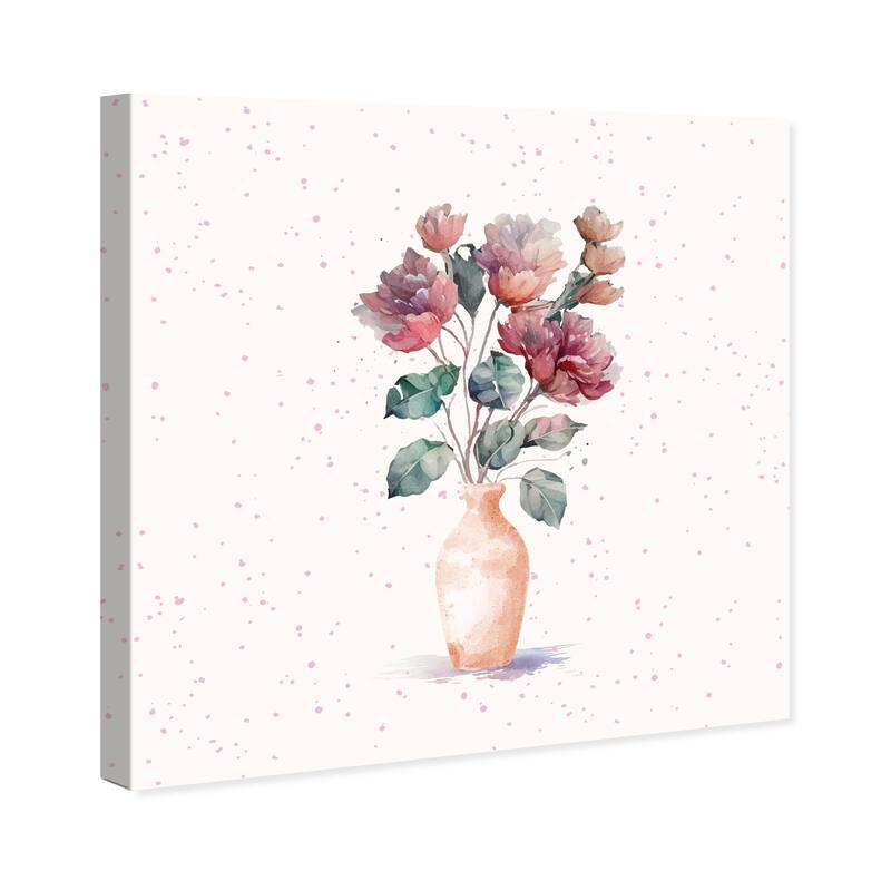 Wynwood Studio Canvas Floral and Botanical Flores y un Jarrón Pink and Rose Pink Farmhouse Wall Art Canvas Print