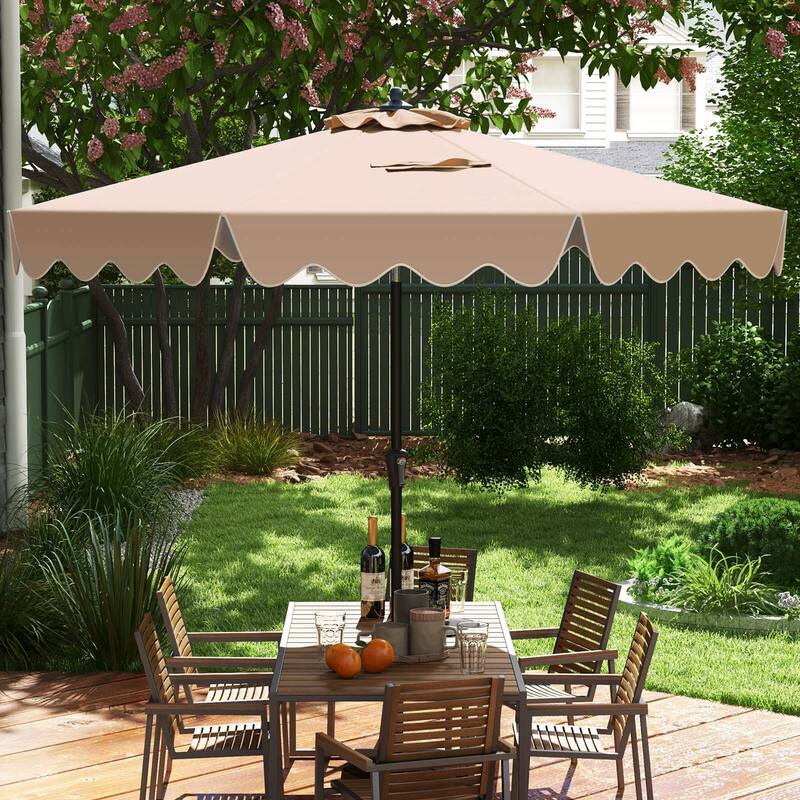 Costway 9 FT Patio Umbrella 2-Tier Market Table Umbrella with