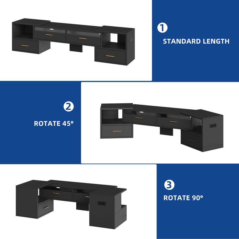 Moasis Deformable LED TV Stand with Power Outlets Entertainment Center Media Console