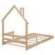 preview thumbnail 8 of 25, Twin Size Pine Wood House-Shaped Headboard Floor Bed with Handrails and slats for Bedroom