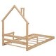 preview thumbnail 8 of 25, Twin Size Pine Wood House-Shaped Headboard Floor Bed with Handrails