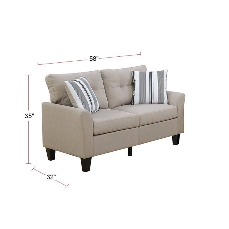 2pc Beige Sofa Set with Plywood Base and Solid Pine Frame