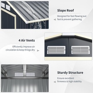 Costway Metal Storage Shed for Garden and Tools w/Sliding Double