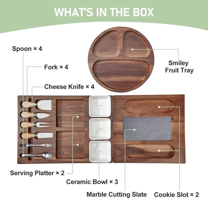 (27.6" X 11") Magnetic Extra Large Cheese Board Set with Charcuterie Boards And Knife set - Brown
