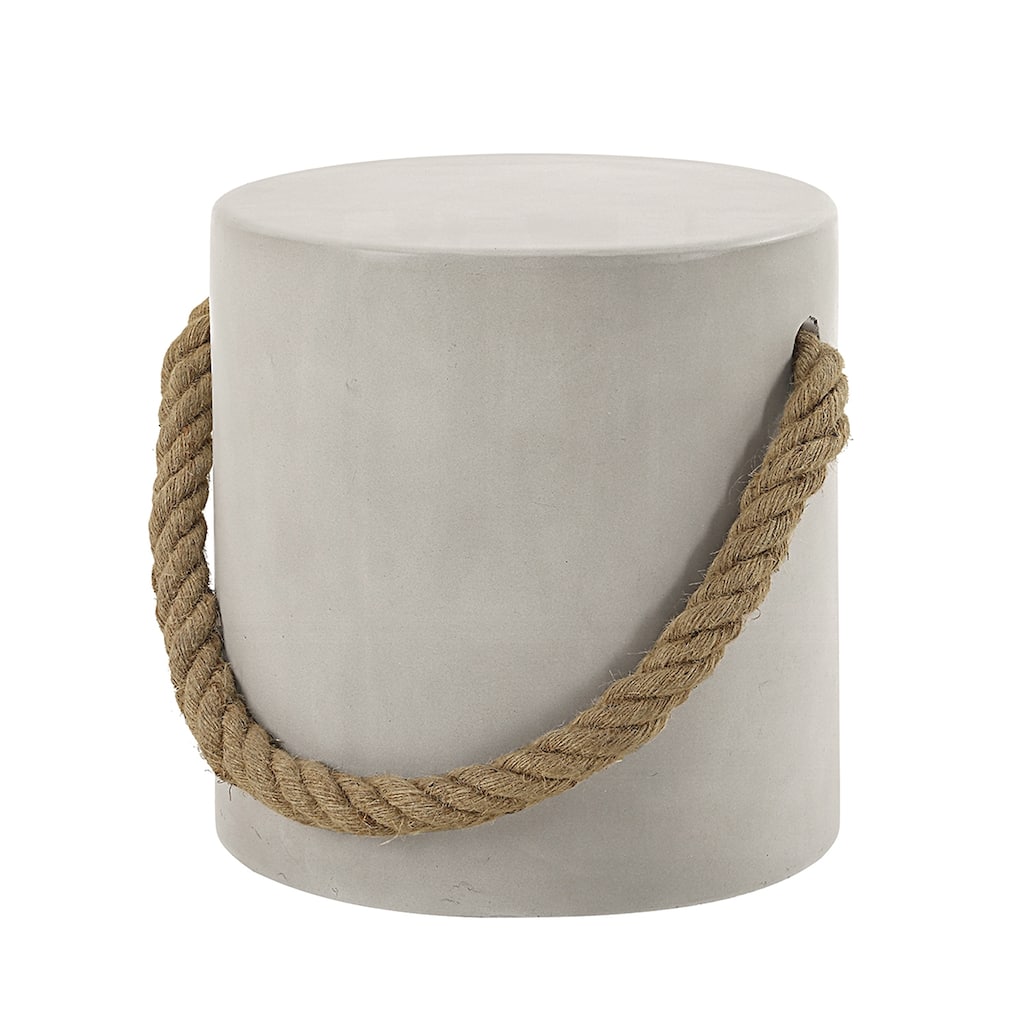 Environmental Friendly Cement Accent Table with Rope Handle in Natural Gray