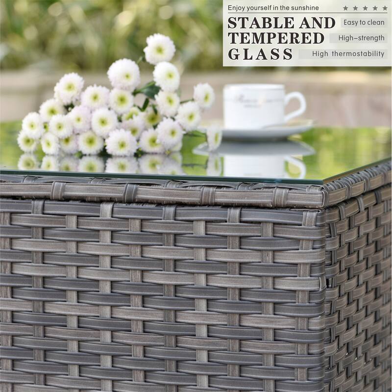 OVIOS 5-Piece Deep Seat Wicker Outdoor Patio Furniture Set