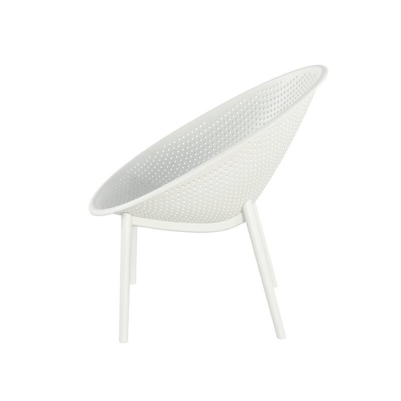 Roomfitters Gable Outdoor Plastic Accent Chair with Weather Resistant Build, Modern Slat Back, White Set of 2 - Set of 2