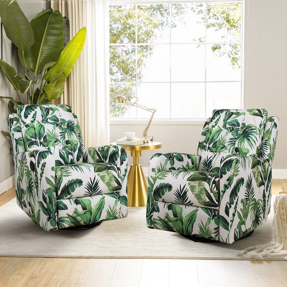 Arlette Modern Floral Manual Swivel Rocking Recliner with Ergonomic Segmented Backrest and Angle Adjustment Button Set of 2