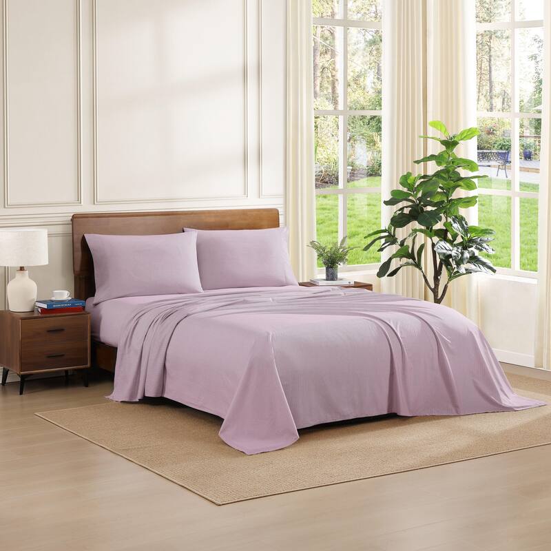 Tommy Hilfiger Printed Cotton Percale Sheet Set - Ithaca Stripe Red - Queen