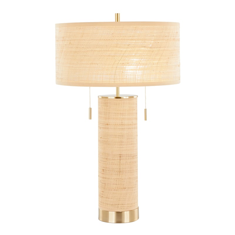 The Curated Nomad Leah 29" Rattan Table Lamp - Natural Rattan/Gold Metal