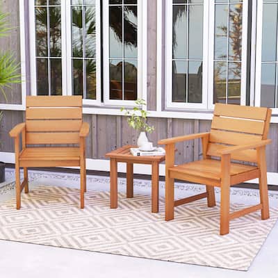 2/4 PCS Patio Hardwood Chair Wood Dining Armchairs Slatted Seat