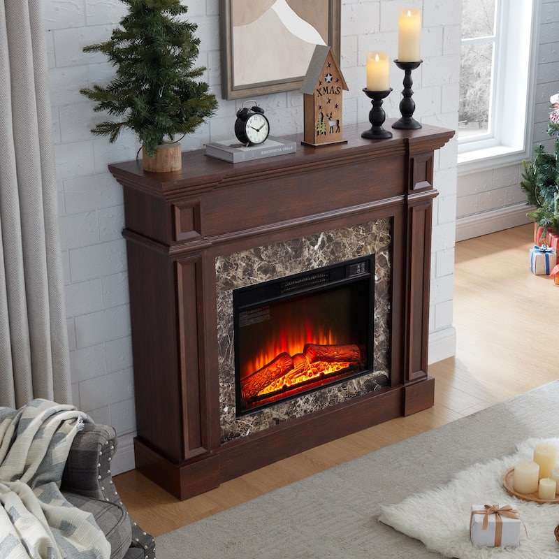 GDFStudio - Hearthstone Traditional Storage Electric Fireplace with Mantel and Realistic LED Flame