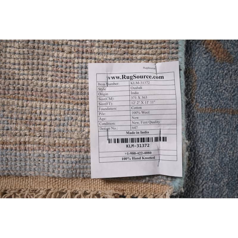 Floral Oushak Large Square Rug Handmade Wool Carpet - 11'11"x 12'2"