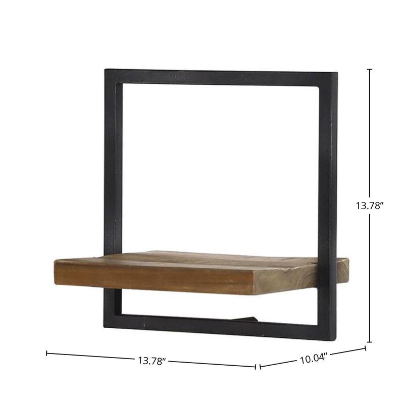 Wide 14" Wide Metal Frame Wall Shelf, Natural
