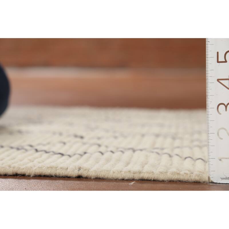 Ivory Trellis Moroccan Modern Runner Rug Handmade Wool Carpet - 2'5"x 12'7"