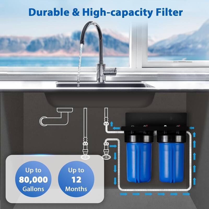 iSpring US21B-CPB 4-Layer High Capacity Under Sink Water Filter, Reduces Lead, PFAS, PFOA/PFOS, Chlorine, Bad Taste & Odor