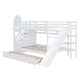 preview thumbnail 39 of 130, Roomfitters Full Over Full Castle Bunk Bed with Slide, Built-in Storage Drawers and Shelves, Sturdy and Fun Loft Design