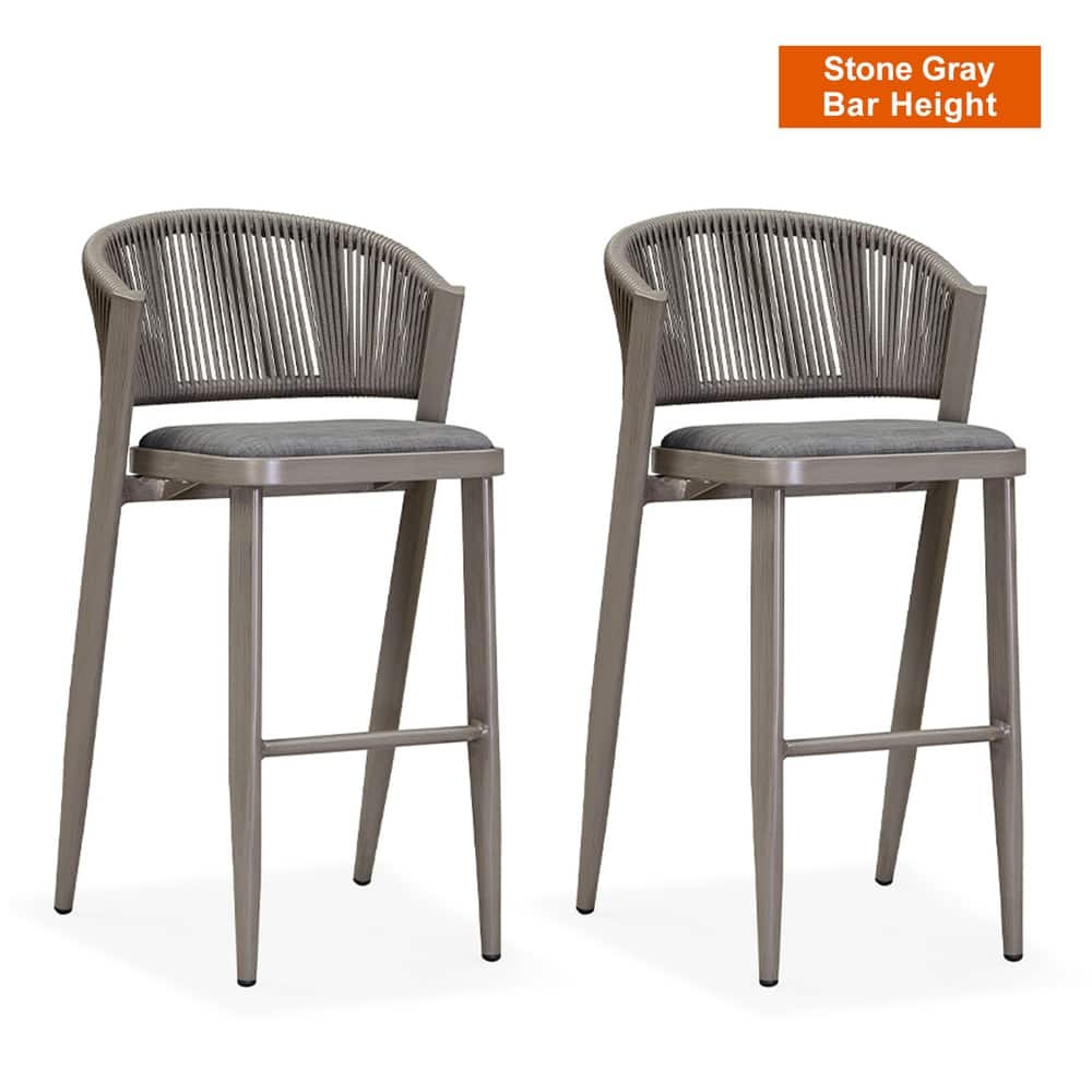 PURPLE LEAF Outdoor Dining Chairs Set of 2 Patio Bar Hight Stools with Cushion