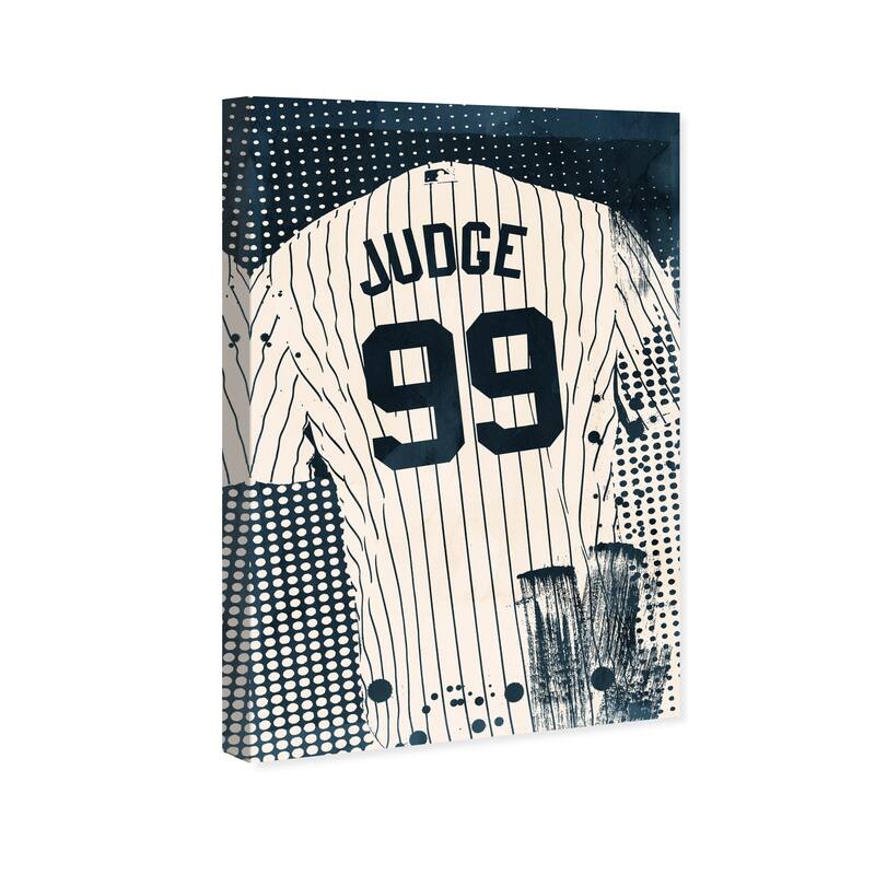 Wynwood Studio Prints Fashion and Glam Navy Baseball Jersey Blue and Navy Blue Modern & Contemporary Wall Art Canvas Print