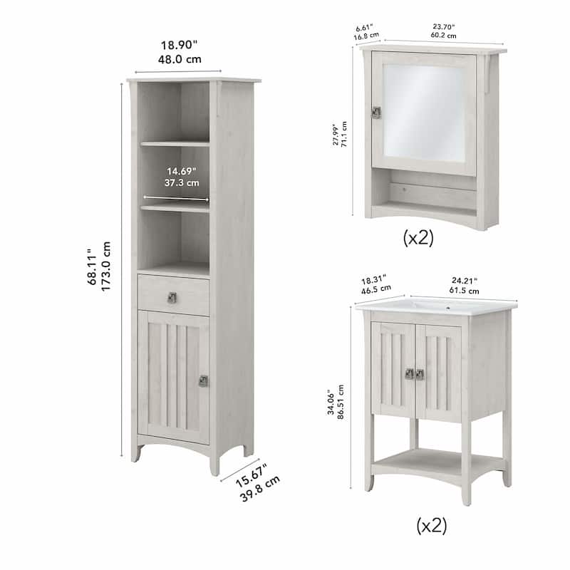 Salinas 48W Double Vanity Set with Sinks and Storage by Bush Furniture