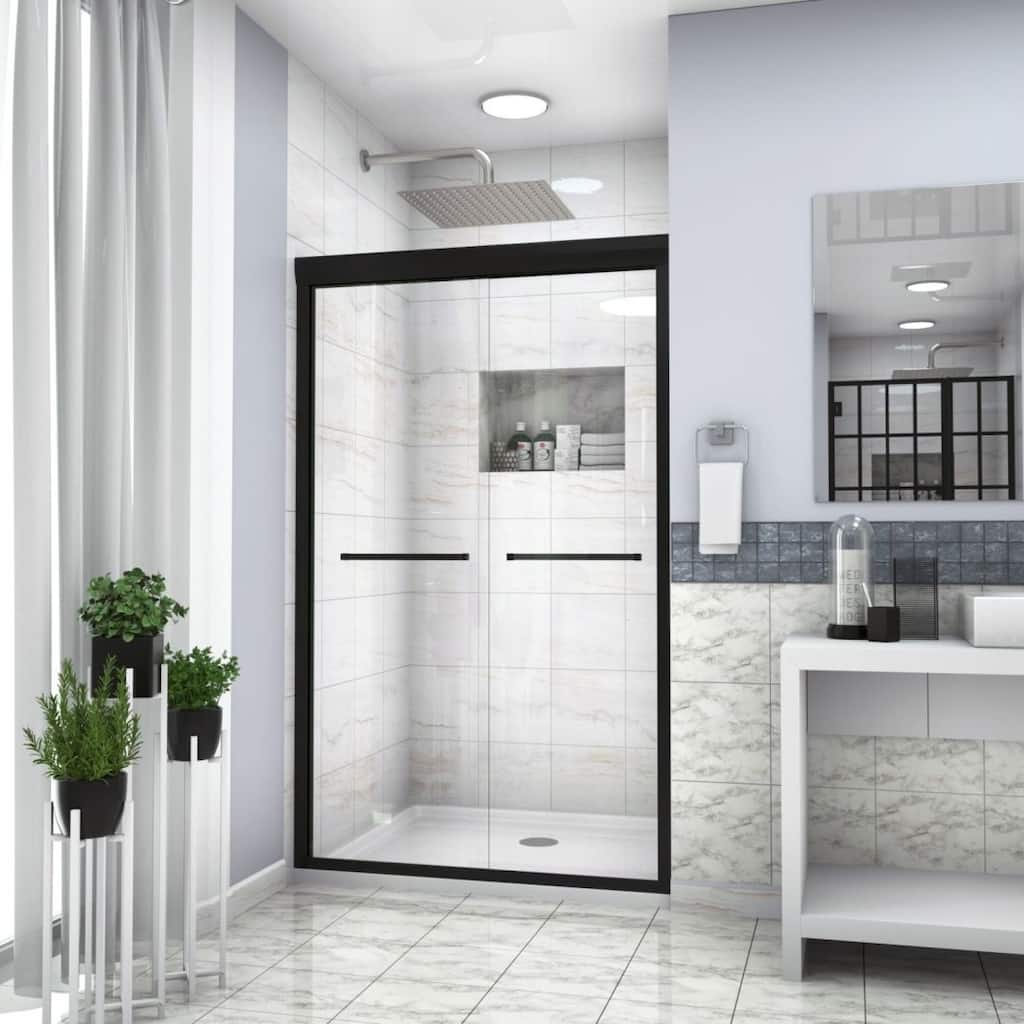 Kichae Shower Door 48" W x 76"H Framed Bypass Sliding Shower Enclosure