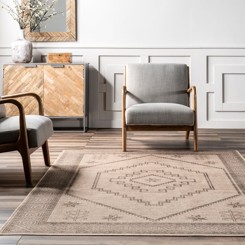 Nuloom Hilda SuperiorWash Medallion Easy-Jute Machine Washable Area Rug