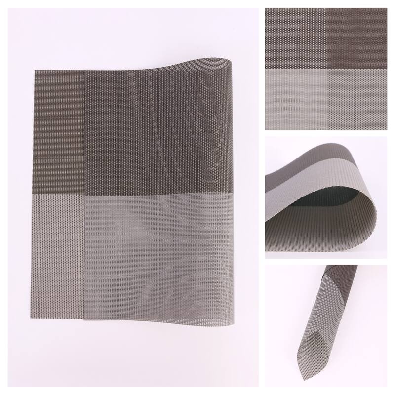 PVC Placemats Set of 8, Placemats for Kitchen Dining Table Decor Washable Heat Resistant Table Placemats Wipeable Place Mat - Dark Coffee