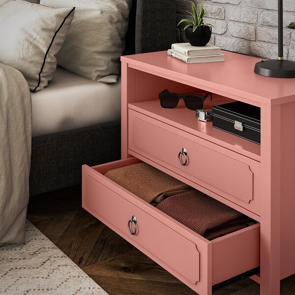 Novogratz Her Majesty 2-Drawer Nightstand, Dusty Rose - Bed Bath