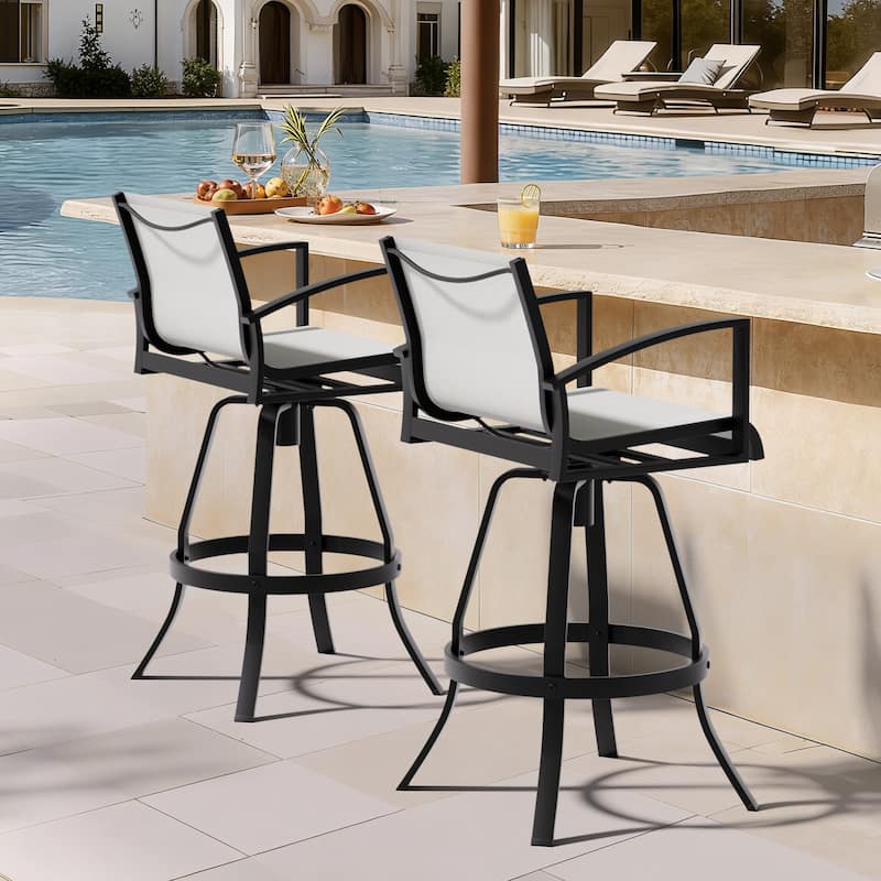 30''H Pellebant Outdoor Patio Aluminum Premium Swivel Bar Stools with Sunbrella Fabric
