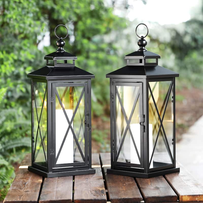 SAFAVIEH Lighting Jiska Outdoor Lantern - 7" W x 7" D x 21" H - 7Wx7Dx21H