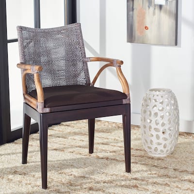 SAFAVIEH Gianni Tropical Coastal Cushion Arm Chair - 21.5" W x 23.5" L x 32.3" H