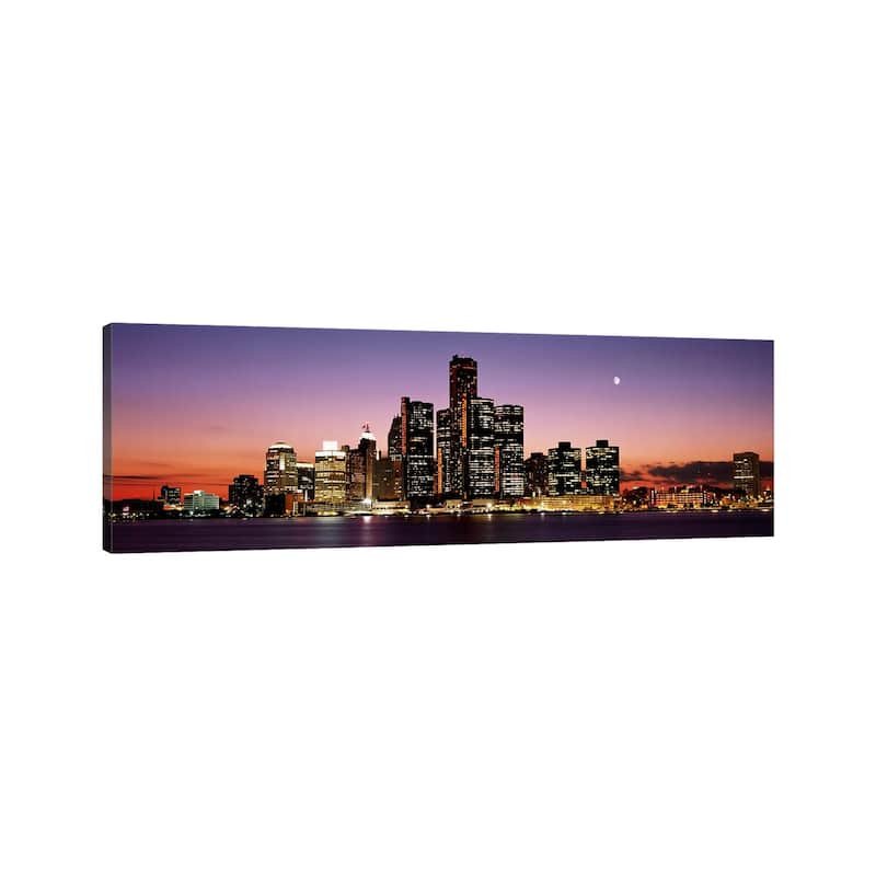 iCanvas "Night Skyline Detroit MI" by Panoramic Images Canvas Print
