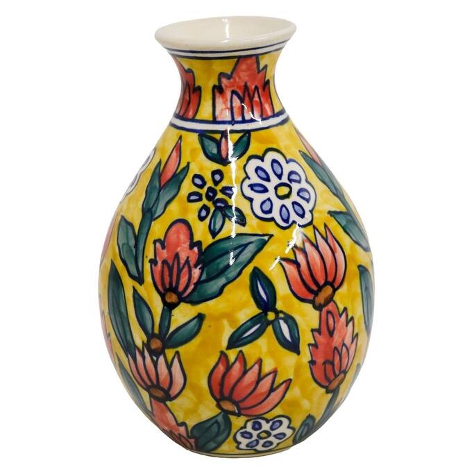 Home&Manor Ceramic Bottle Vase Multicolor
