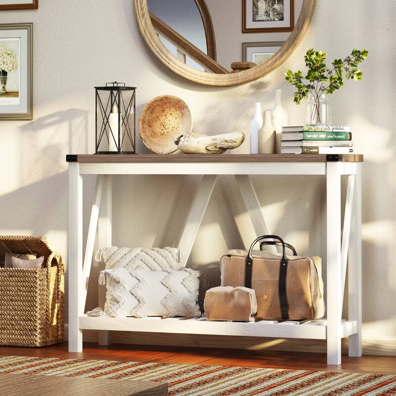 Pellebant A-frame Entry Console Table Long Sofa Table with Shelf - 45.27 in L x 13.98 in W x 31.88 in H