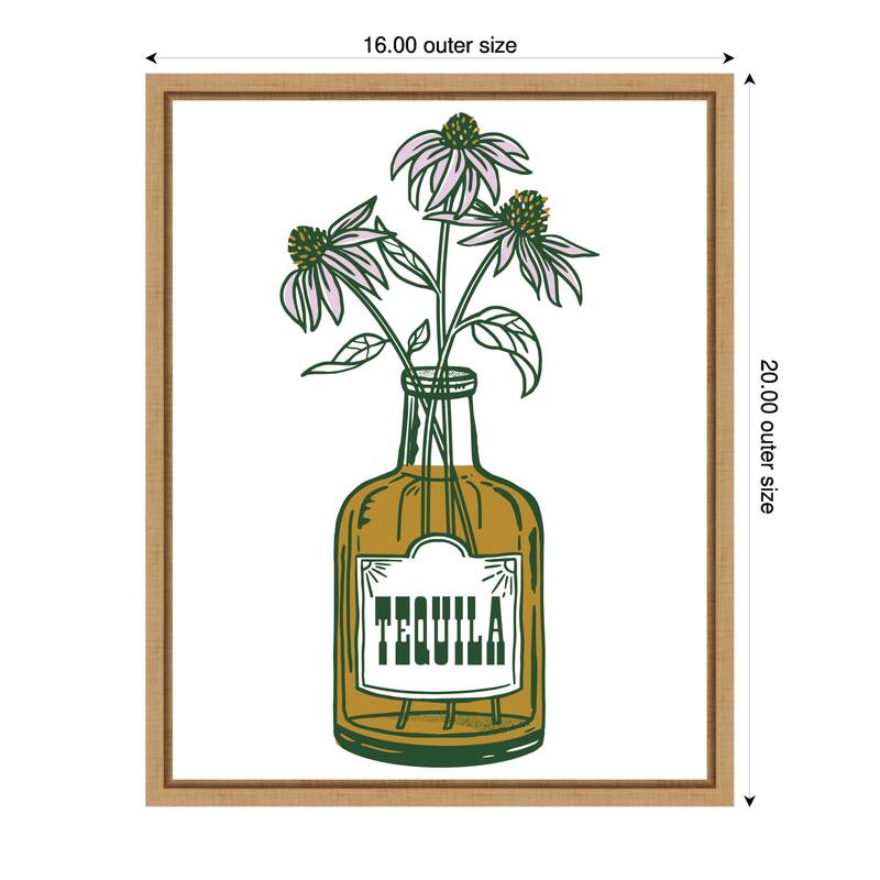 Tequila Potted Florals by The Whiskey Ginger Framed Canvas Wall Art Print - 16 x 20 in