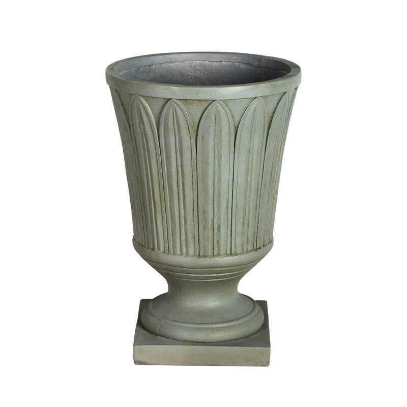 Christopher Knight Home - Classical 22.4"H Outdoor Pedestal Urn Planter with Embossed Leaf Design