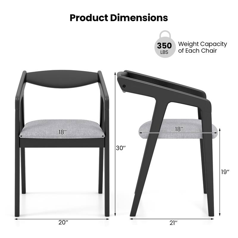 Gymax 4 PCS Wooden Dining Chair w/ Rubber Wood Frame Armrests Padded